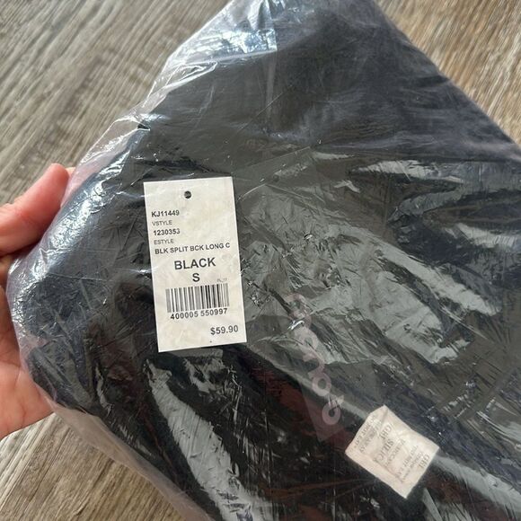 Mono B Split Back Longline Open Cardigan Long Sleeve Black Women's Size Small - Picture 3 of 3